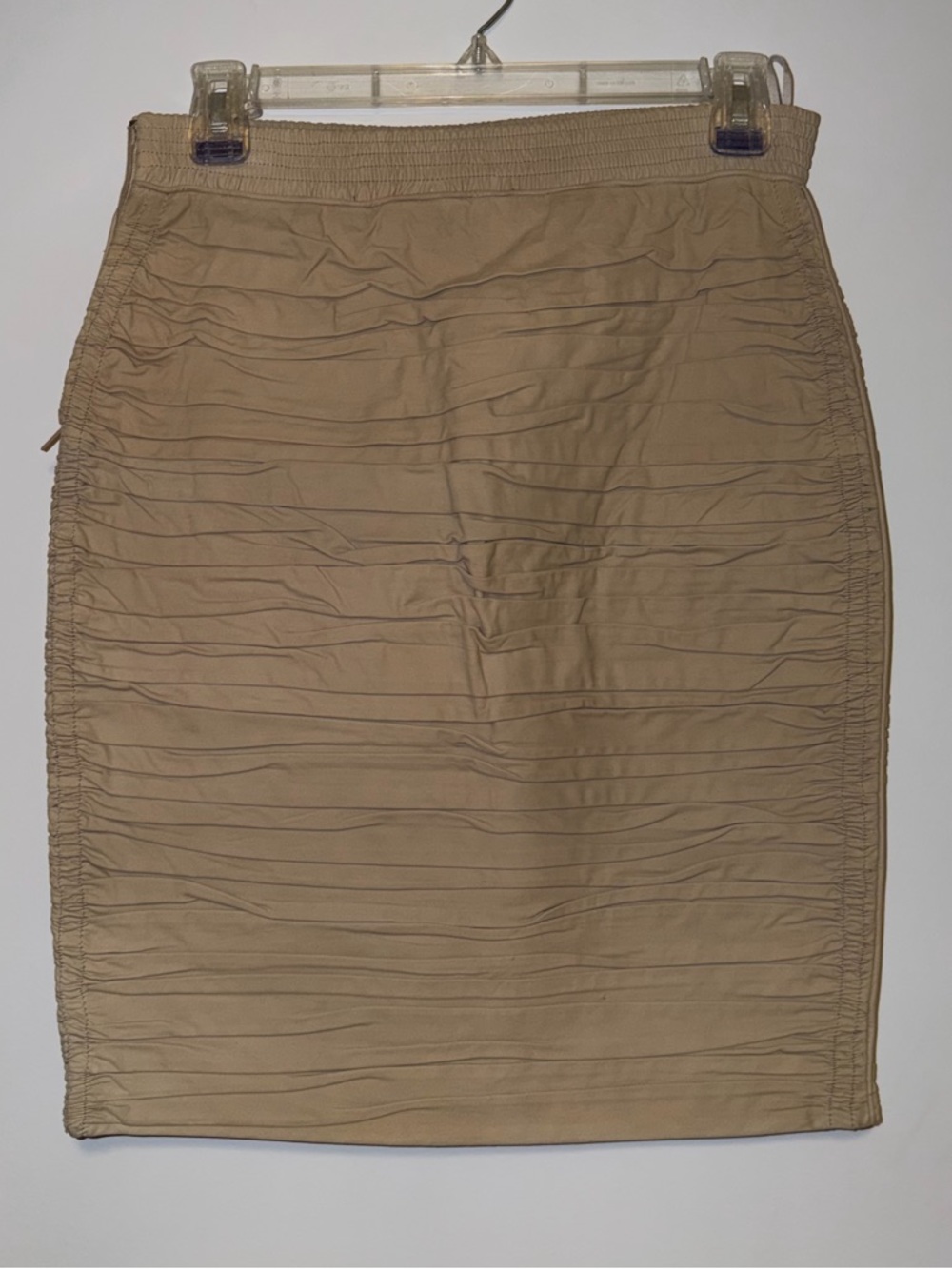 Gucci Tan Ruched Pencil Skirt